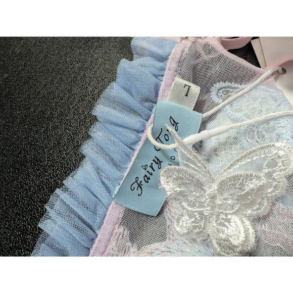 NWT  Fairy Tong London Blue and Pink Fairytale Handmade Crop Top Women's Large - Picture 2 of 6